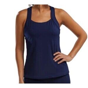 TYR Durafast Elite Square Neck Tankini Swim Top Navy Size 20 New With Tag